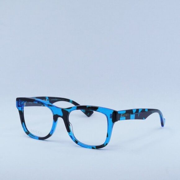 Gucci GG1332O 006 Eyeglasses Spotted Black Turquoise Havana 54mm Square Frame - Picture 1 of 11